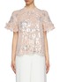 Main View - Click To Enlarge - NEEDLE & THREAD - 'Floral Gloss' ruffle trim sequin georgette top