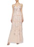 Figure View - Click To Enlarge - NEEDLE & THREAD - 'Floral Gloss' ruffle trim sequin tulle sleeveless gown