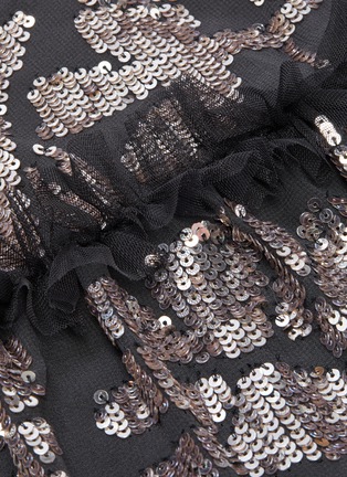 Detail View - Click To Enlarge - NEEDLE & THREAD - 'Floral Gloss' ruffle trim sequin tulle georgette dress