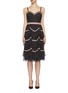 Main View - Click To Enlarge - NEEDLE & THREAD - 'Venetian Scallop' floral trim tiered tulle dress