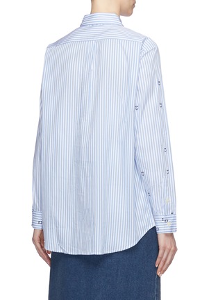 Back View - Click To Enlarge - KULE - 'The Hutton' smiley embroidered oversized striped shirt