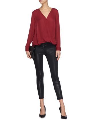 Figure View - Click To Enlarge - L'AGENCE - 'Cherie' lace-up coated skinny jeans