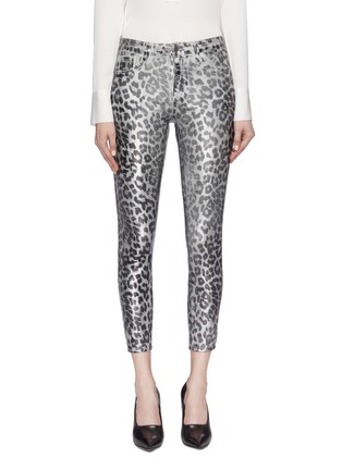 Main View - Click To Enlarge - L'AGENCE - 'Margot' crackle leopard foil print skinny jeans