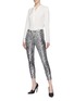 Figure View - Click To Enlarge - L'AGENCE - 'Margot' crackle leopard foil print skinny jeans