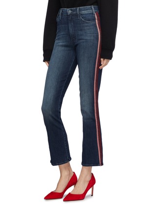 Front View - Click To Enlarge - MOTHER - 'Hustler Ankle' glitter stripe outseam flared jeans