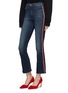 Front View - Click To Enlarge - MOTHER - 'Hustler Ankle' glitter stripe outseam flared jeans
