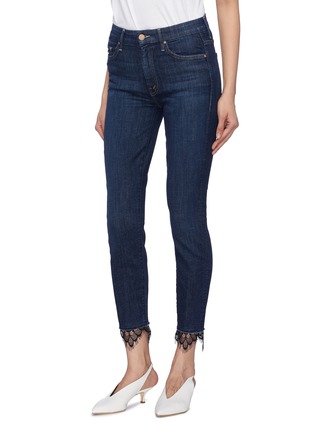 Front View - Click To Enlarge - MOTHER - 'Looker' Chantilly lace cuff skinny jeans