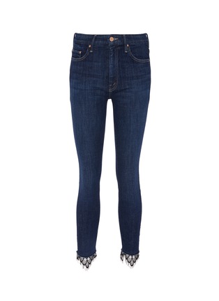 Main View - Click To Enlarge - MOTHER - 'Looker' Chantilly lace cuff skinny jeans