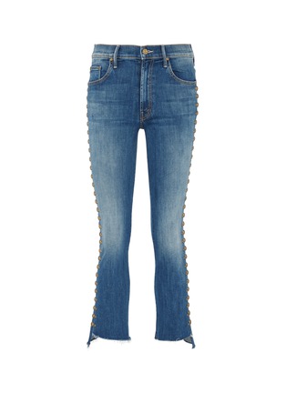 Main View - Click To Enlarge - MOTHER - 'The Insider Crop Step Fray' stud outseam jeans