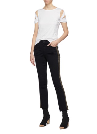 Figure View - Click To Enlarge - MOTHER - 'The Rascal Ankle Fray' bead stripe outseam jeans