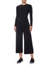 Figure View - Click To Enlarge - NORMA KAMALI - Pleated drape sash wide leg jumpsuit