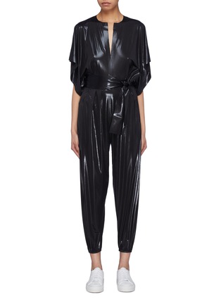Main View - Click To Enlarge - NORMA KAMALI - 'Rectangle' belted slit front coated jumpsuit