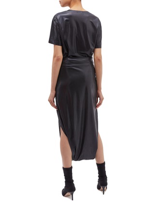 Back View - Click To Enlarge - NORMA KAMALI - Tie waist lamé diaper dress