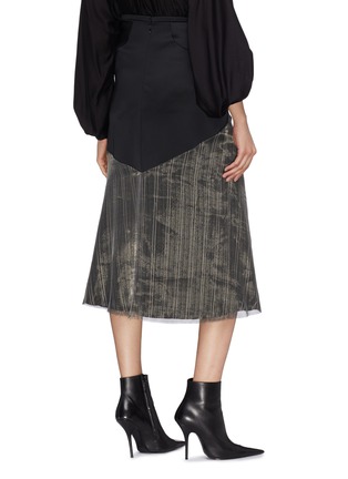 Back View - Click To Enlarge - ESTEBAN CORTAZAR - Side split satin panel mesh overlay stripe skirt
