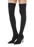 Figure View - Click To Enlarge - PEDDER RED - 'Jill' leather toe sock knit thigh high boots