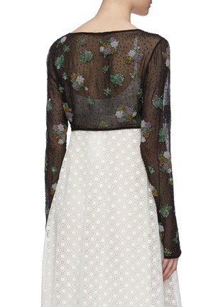 Back View - Click To Enlarge - MARC JACOBS - String tie waist bead floral cropped chiffon wrap top