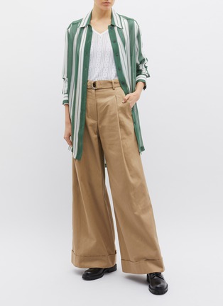 Figure View - Click To Enlarge - MARC JACOBS - Oversized stripe silk chiffon shirt