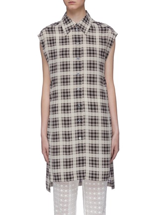 Main View - Click To Enlarge - MARC JACOBS - Check plaid silk sleeveless shirt