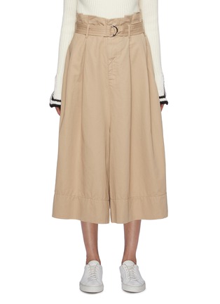 Main View - Click To Enlarge - BASSIKE - Belted pleated twill paperbag culottes