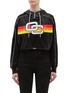 Main View - Click To Enlarge - OPENING CEREMONY - Logo embroidered stripe cropped velour half-zip hoodie