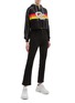 Figure View - Click To Enlarge - OPENING CEREMONY - Logo embroidered stripe cropped velour half-zip hoodie