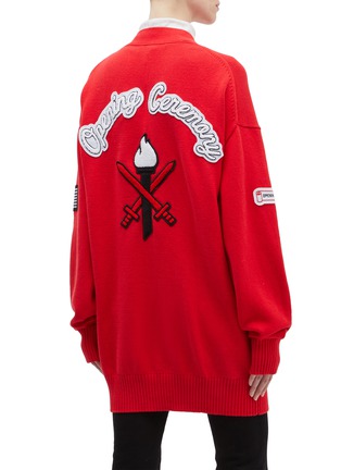 Back View - Click To Enlarge - OPENING CEREMONY - Logo chenille patch oversized varsity cardigan