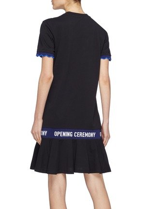 Back View - Click To Enlarge - OPENING CEREMONY - Logo jacquard scalloped cuff peplum T-shirt dress