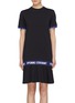 Main View - Click To Enlarge - OPENING CEREMONY - Logo jacquard scalloped cuff peplum T-shirt dress