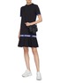 Figure View - Click To Enlarge - OPENING CEREMONY - Logo jacquard scalloped cuff peplum T-shirt dress