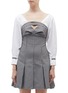 Main View - Click To Enlarge - OPENING CEREMONY - Contrast sleeve pleated gingham check bustier dress