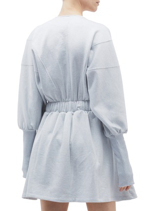 Back View - Click To Enlarge - OPENING CEREMONY - Bishop sleeve pleated V-neck dress
