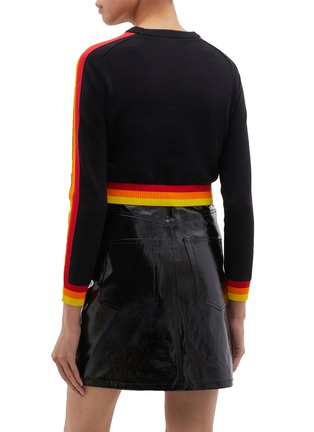 Back View - Click To Enlarge - OPENING CEREMONY - Logo appliqué stripe border cropped sweater