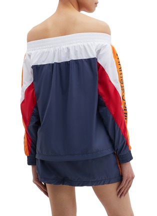 Back View - Click To Enlarge - OPENING CEREMONY - 'Warm Up' logo print colourblock off-shoulder anorak