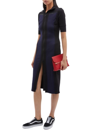 Figure View - Click To Enlarge - PROENZA SCHOULER - PSWL zip front colourblock mock neck dress