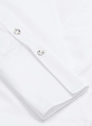  - MONOGRAPHIE - Swarovski crystal button cropped wrap shirt