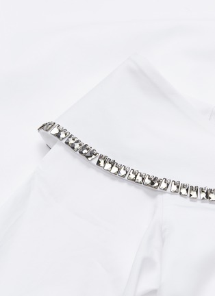 Detail View - Click To Enlarge - MONOGRAPHIE - Belted Swarovski crystal off-shoulder shirt dress