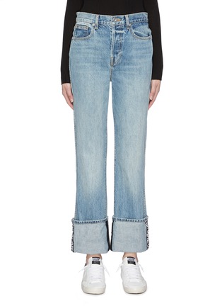 Main View - Click To Enlarge - PROENZA SCHOULER - PSWL 'Stove Pipe' graphic jacquard fold up cuff jeans