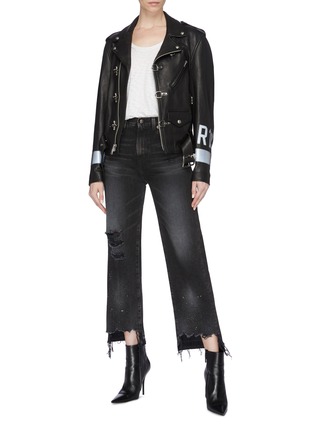 Figure View - Click To Enlarge - R13 - 'Camille' staggered cuff distressed flared jeans