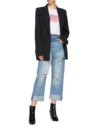Figure View - Click To Enlarge - R13 - 'Crossover' asymmetric ripped jeans