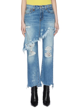 Main View - Click To Enlarge - R13 - 'Double Classic' skirt overlay ripped jeans