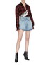 Figure View - Click To Enlarge - R13 - 'Crossover' asymmetric letout cuff denim shorts