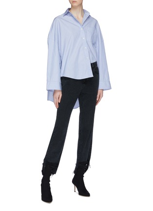 Figure View - Click To Enlarge - R13 - Oversized stripe high-low shirt