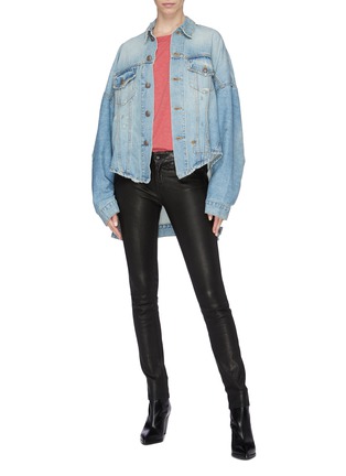 Figure View - Click To Enlarge - R13 - 'Maxs' distressed oversized high-low denim jacket