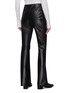 Back View - Click To Enlarge - ACNE STUDIOS - Leather back flared rib knit pants