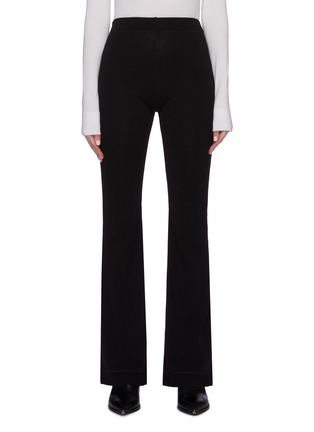 Main View - Click To Enlarge - ACNE STUDIOS - Leather back flared rib knit pants