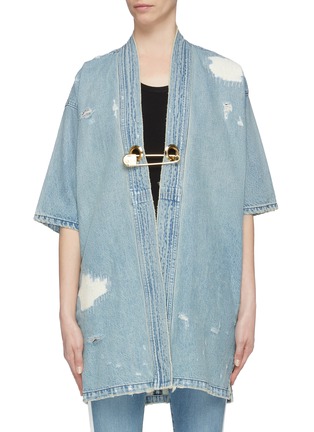 Main View - Click To Enlarge - SANDRINE ROSE - 'The Charlie' safety pin oversized denim kimono jacket