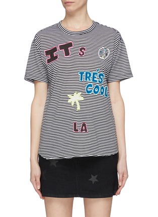Main View - Click To Enlarge - SANDRINE ROSE - 'The Two Hundred' slogan graphic appliqué stripe T-shirt