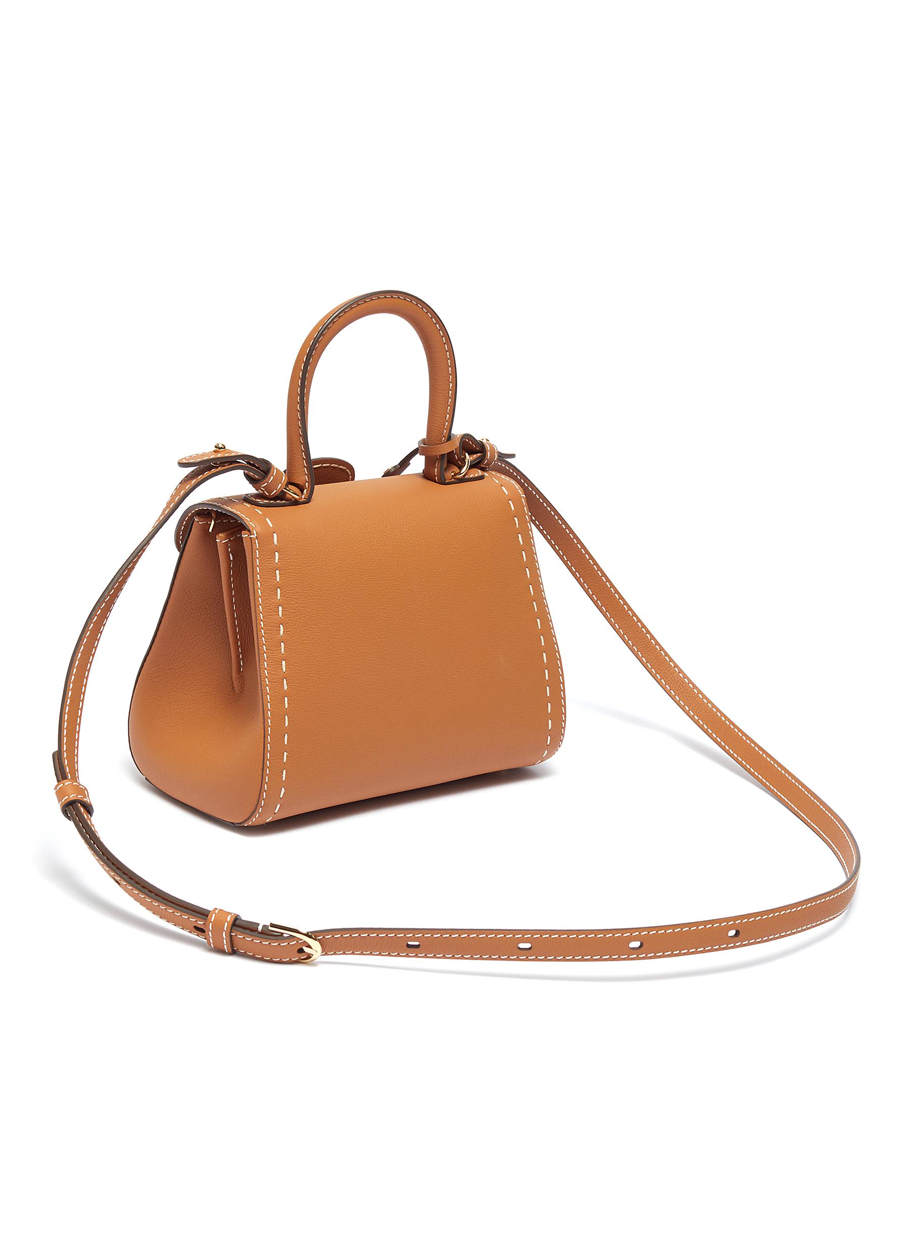 DELVAUX 'Brillant Mini S Rodéo Surpiqué' contrast topstitching leather satchel