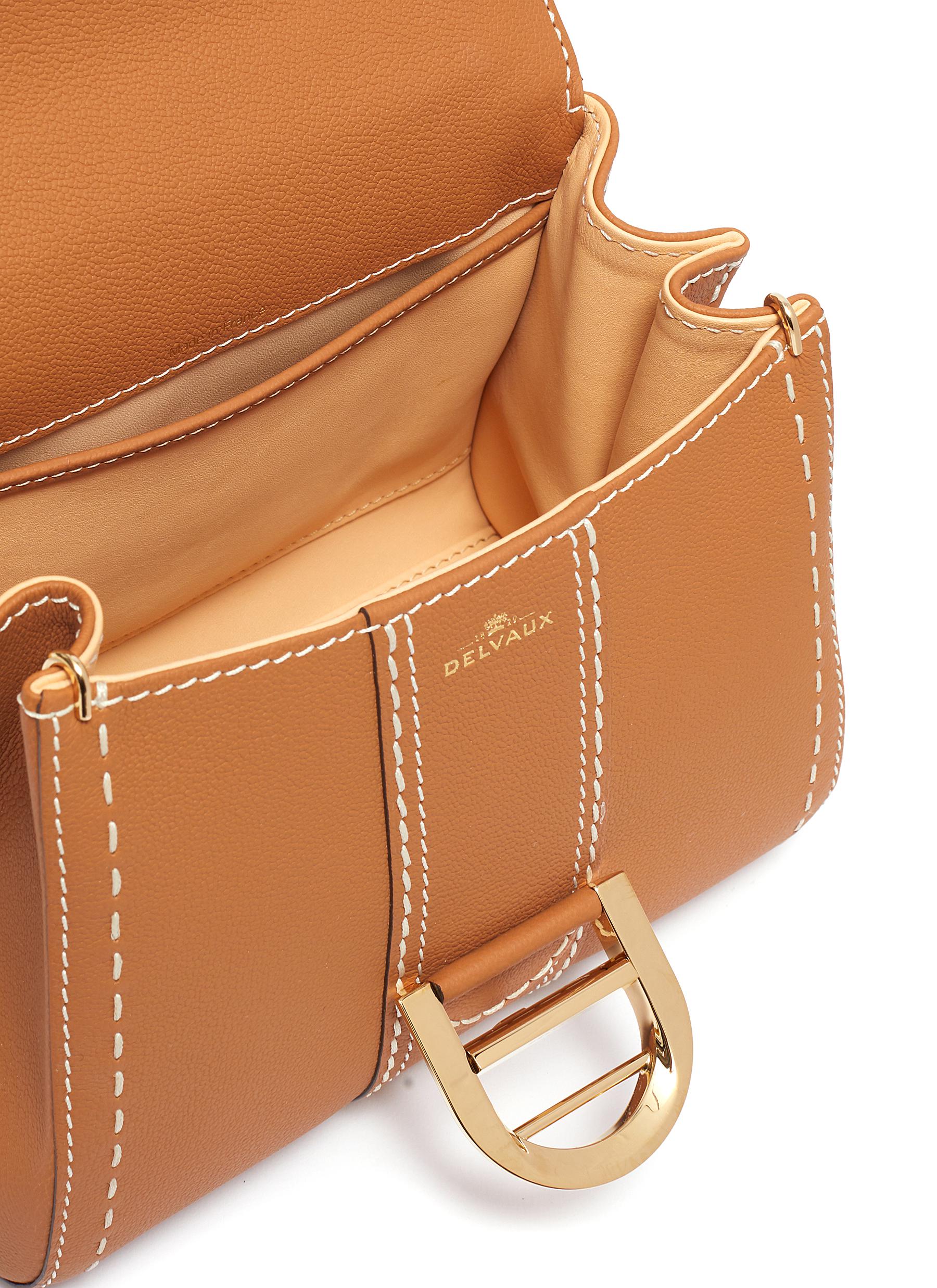 DELVAUX 'Brillant Mini S Rodéo Surpiqué' contrast topstitching leather satchel