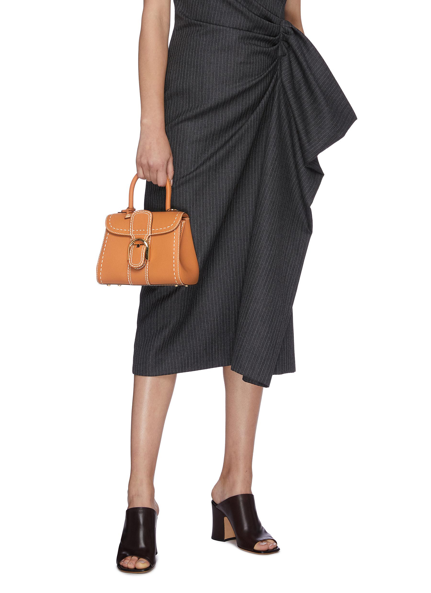 DELVAUX 'Brillant Mini S Rodéo Surpiqué' contrast topstitching leather satchel